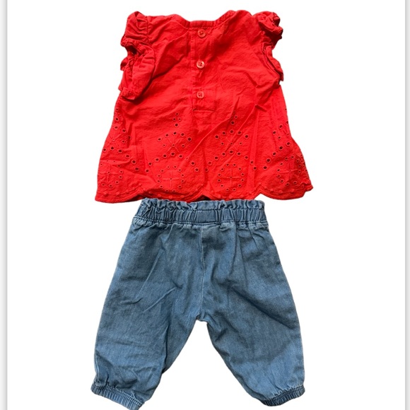 CARTERS | Eyelet shirt and embroidered pants set | LIKE NEW | SIZE NB - Picture 2 of 5